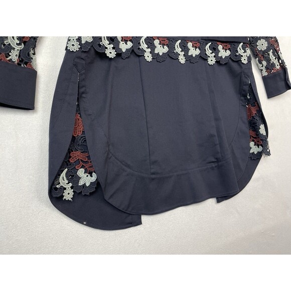 Tory Burch Womens 6 Shirt Dress Guipure Lace Floral Bittersweet Navy Elegant NEW - Picture 16 of 16